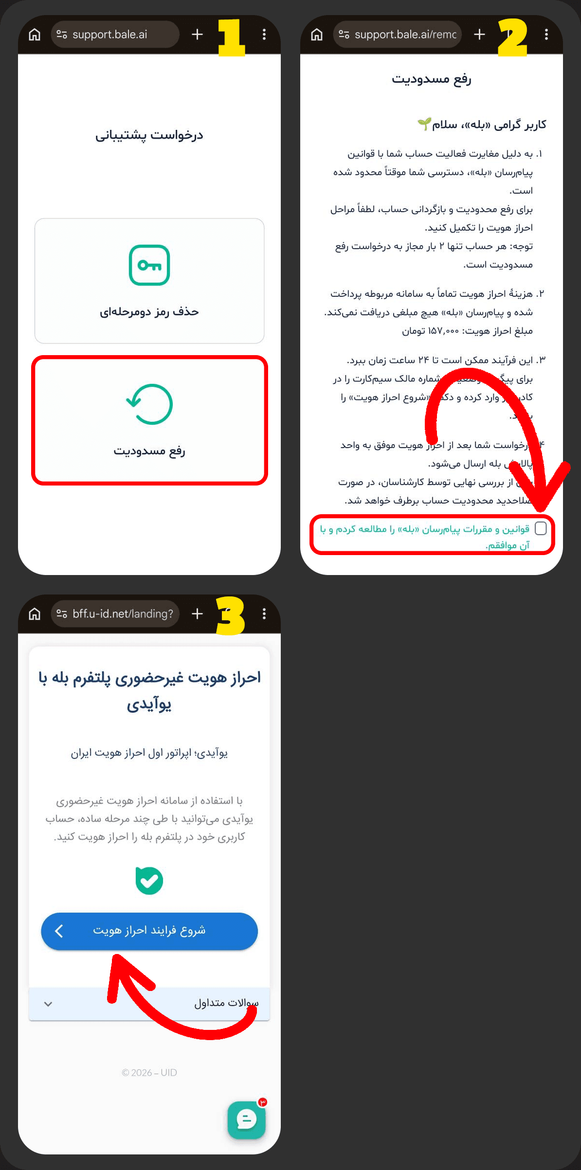 آموزش کامل رفع مسدودیت اکانت پیام رسان بله - سنجاقک