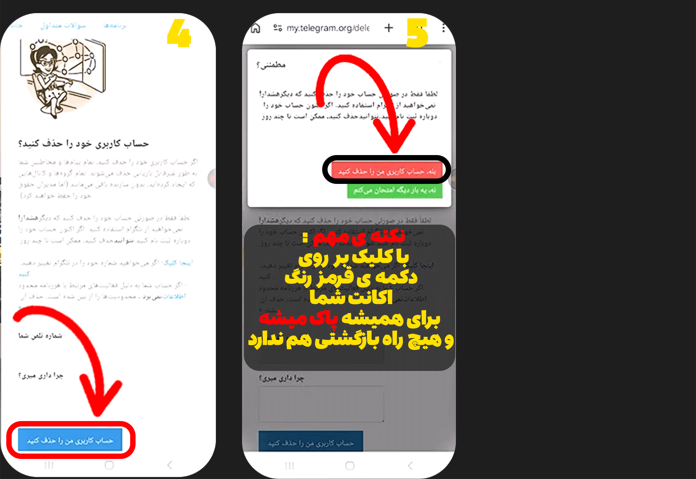 آموزش دیلیت اکانت در تلگرام - سنجاقک