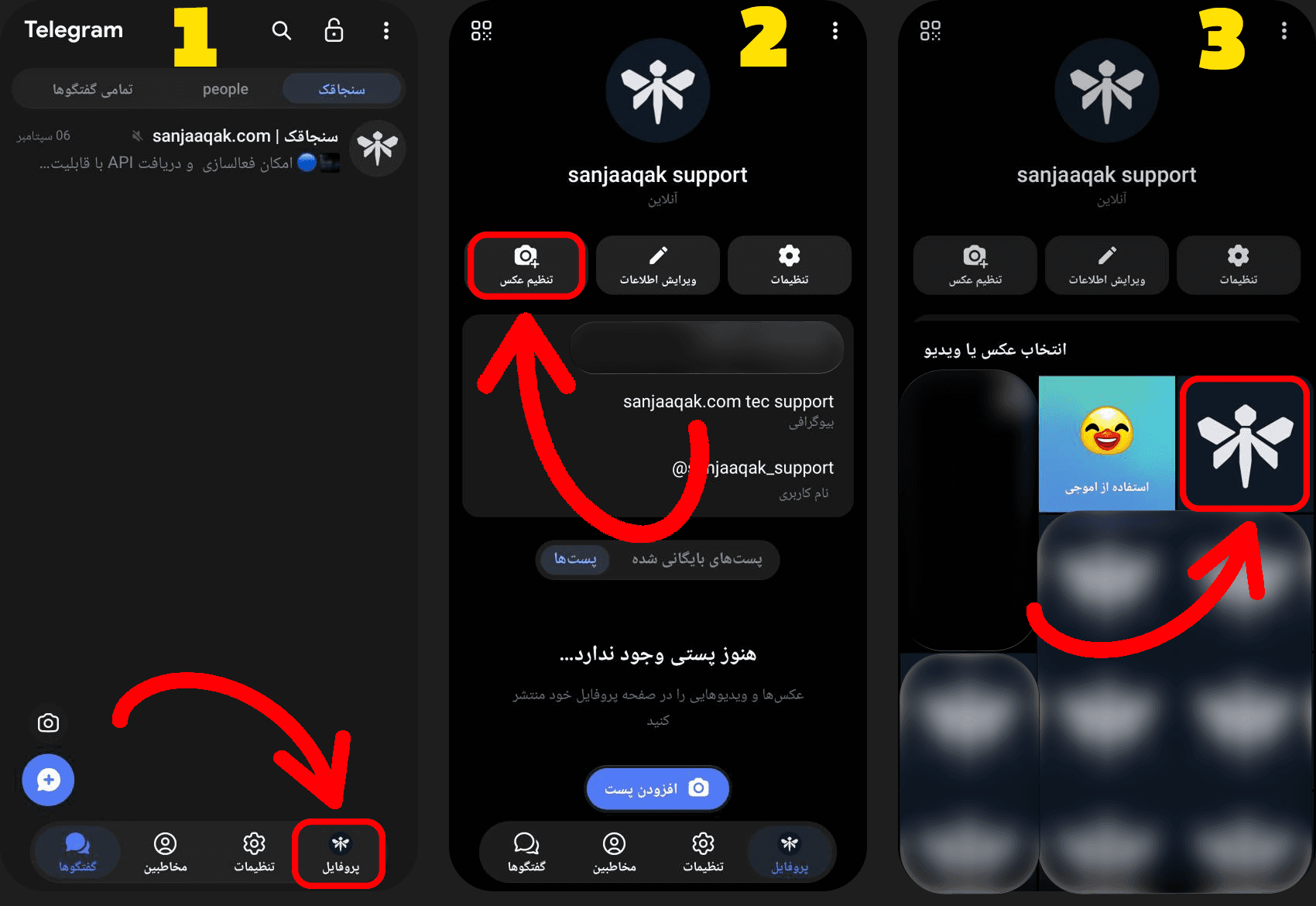 آموزش نحوه گذاشتن عکس پروفایل تلگرام با کیفیت بالا - سنجاقک