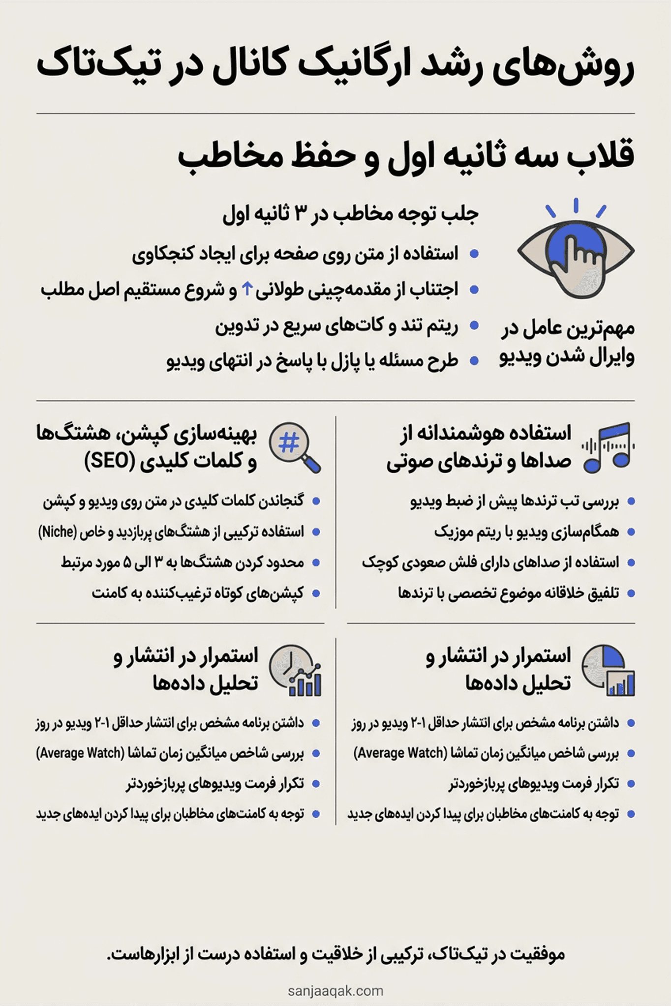 روشهای رشد ارگانیک کانال در تیک تاک - سنجاقک