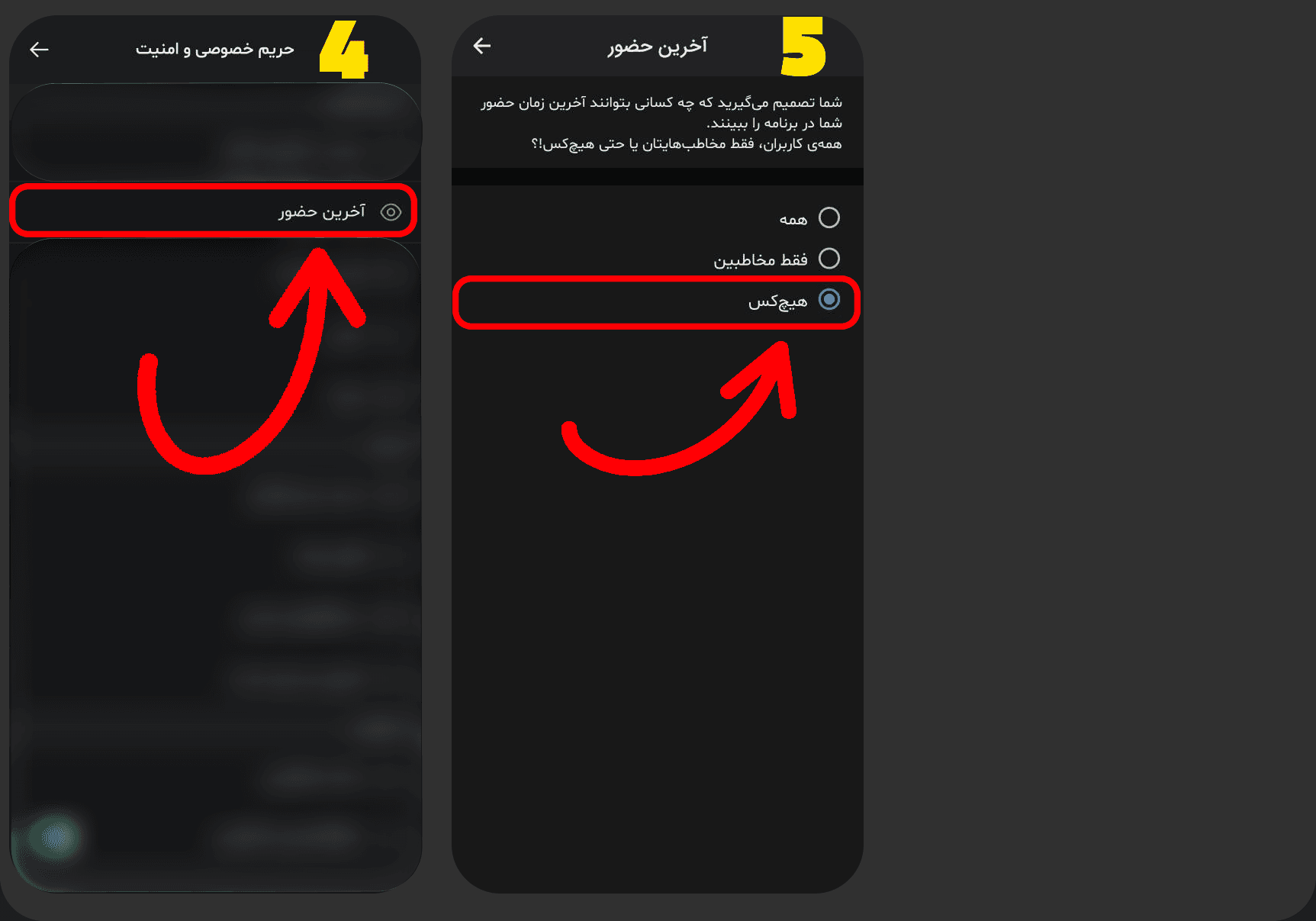 آموزش مخفی کردن زمان آنلاین بودن در بله - سنجاقک