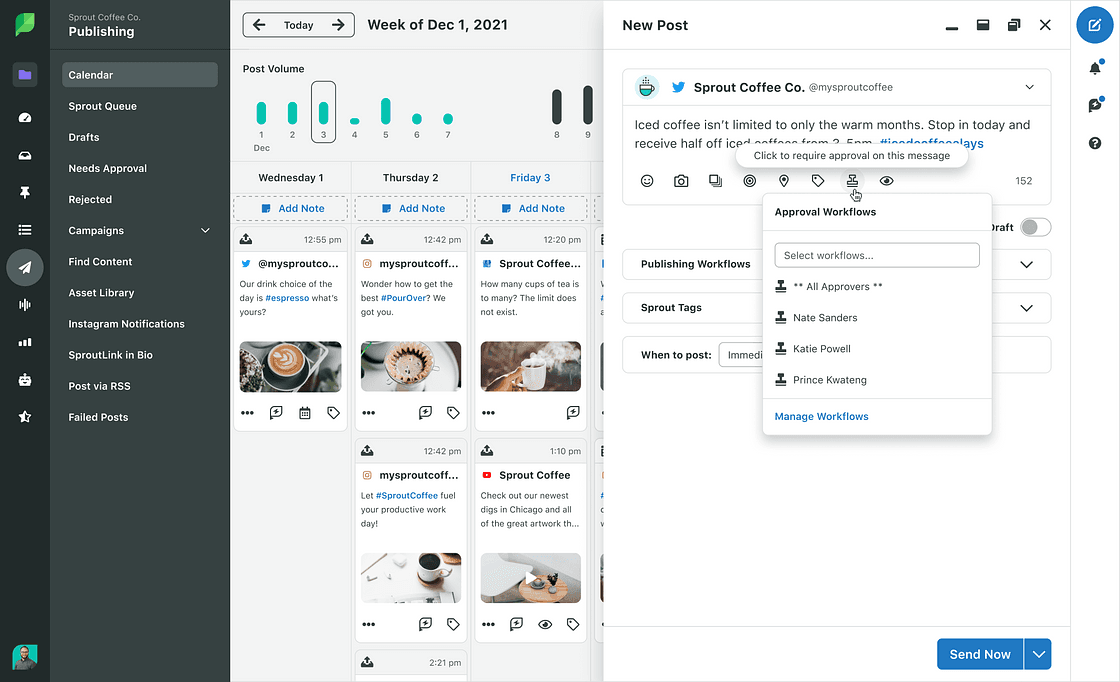 Image 2: Sprout compose message with approver