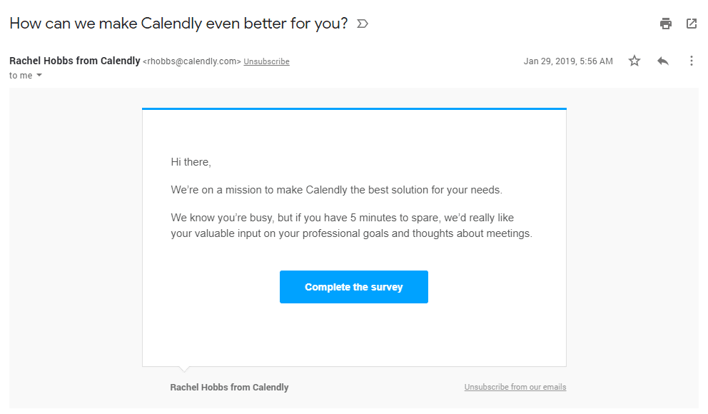 Image 6: calendly email survey example