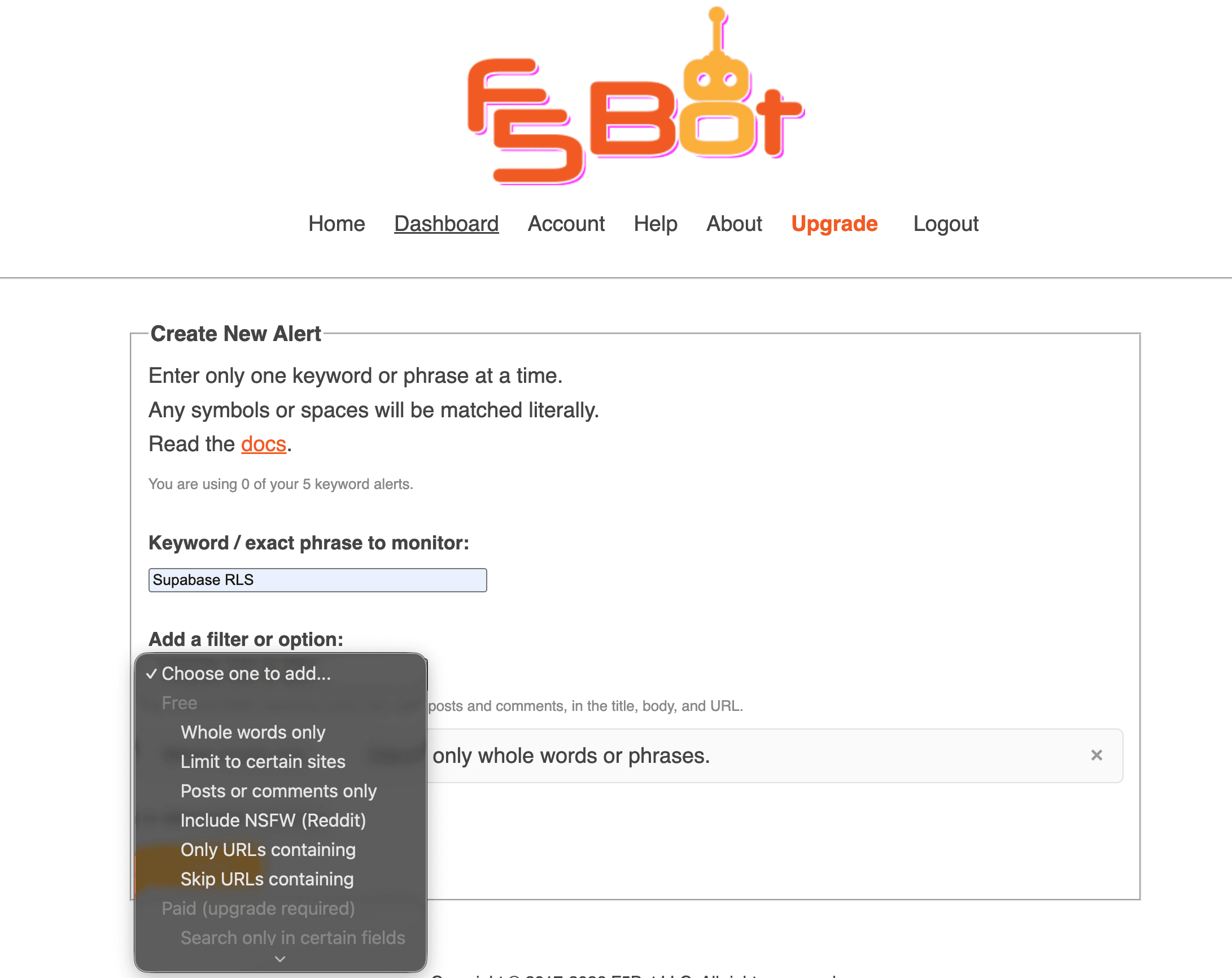 تنظیمات F5Bot