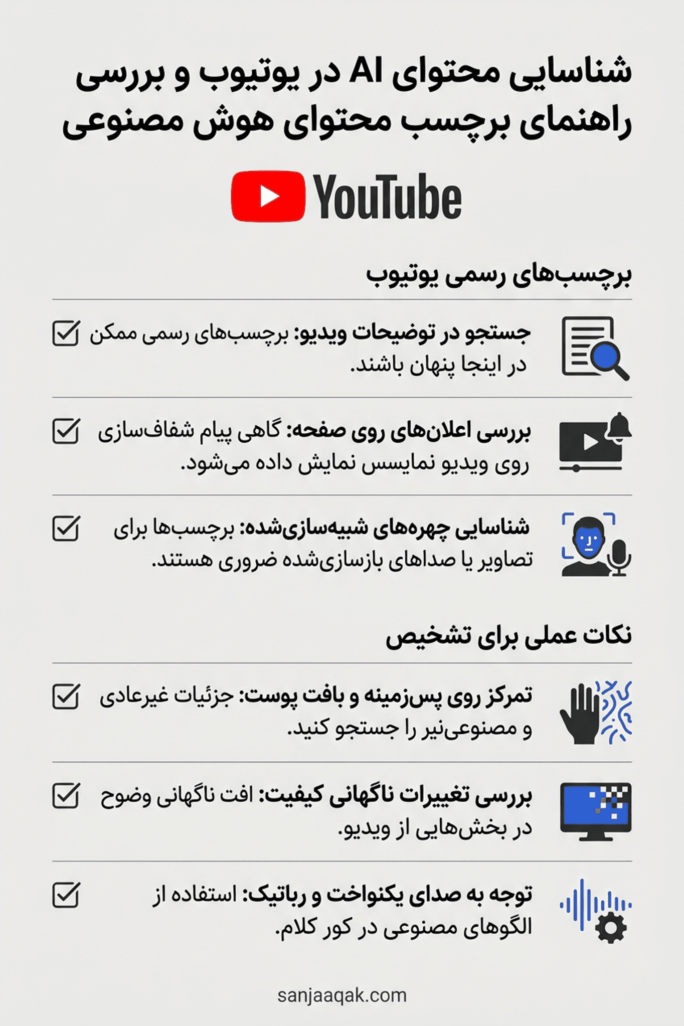 شناسایی محتوای AI در یوتیوب و بررسی راهنمای برچسب محتوای هوش مصنوعی - سنجاقک