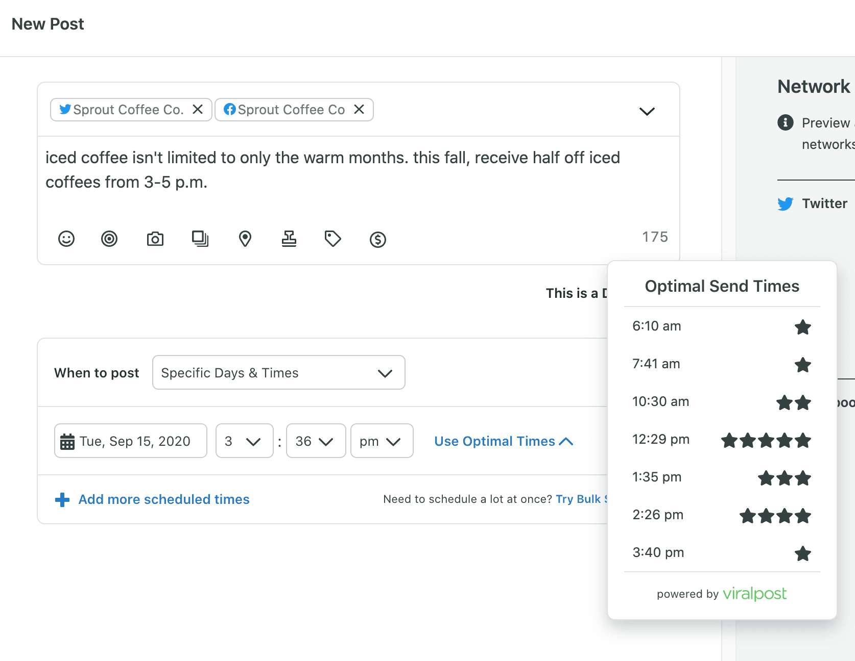 Image 3: Sprout's Optimal Send Times powered by ViralPost