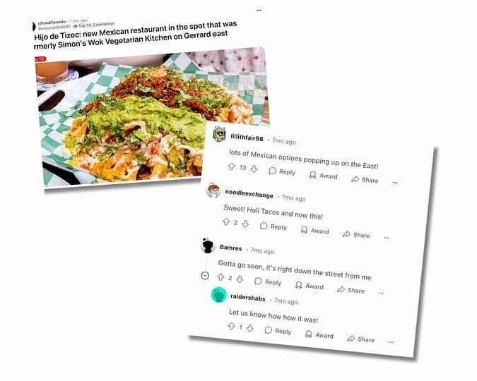 Image 3: Screenshots of a post interaction with an external link for a restaurant.