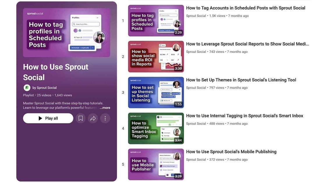 Image 7: Video thumbnails for a YouTube series titled: How to Use Sprout Social