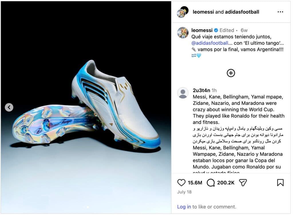 Image 2: An image of Lionel Messi's boots that he shared on his Instagram page in partnership with Adidas to promote the World Cup